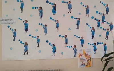 Semaine bleue : les enfants décorent le hall de la maison de retraite Osteys